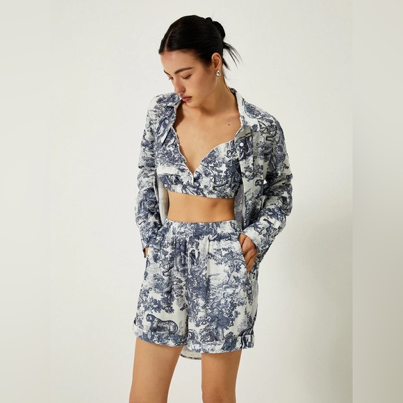 Floral Print Three Piece Short Set - Picture 3 of 8